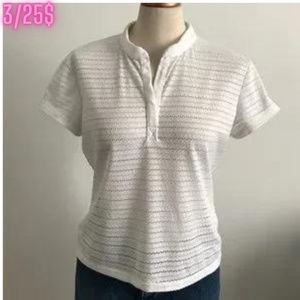 Historia - White Embroided short Sleeve Shirt -  3/25$